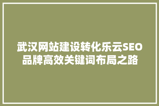 武汉网站建设转化乐云SEO品牌高效关键词布局之路