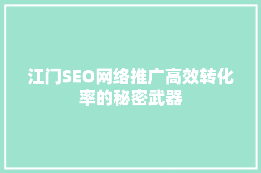 江门SEO网络推广高效转化率的秘密武器