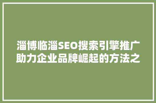 淄博临淄SEO搜索引擎推广助力企业品牌崛起的方法之路