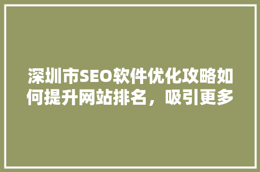 深圳市SEO软件优化攻略如何提升网站排名，吸引更多流量