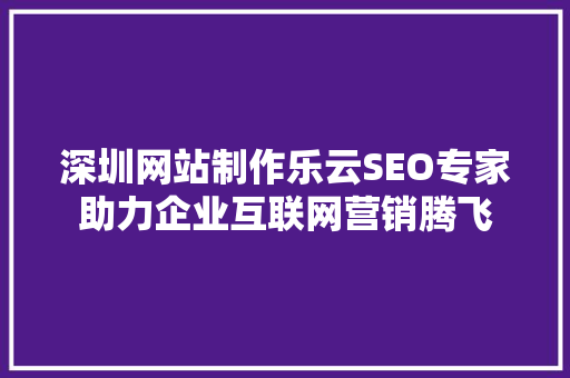 深圳网站制作乐云SEO专家助力企业互联网营销腾飞