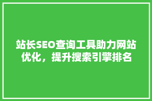 站长SEO查询工具助力网站优化，提升搜索引擎排名