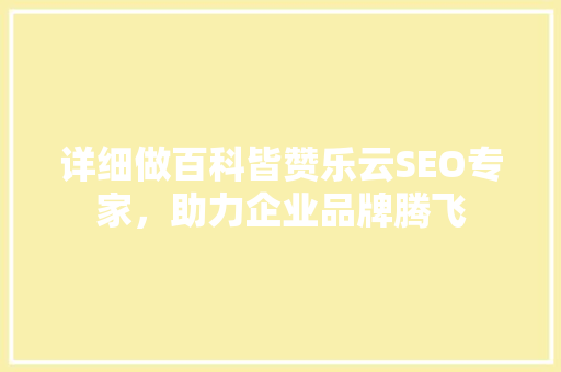详细做百科皆赞乐云SEO专家，助力企业品牌腾飞