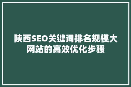 陕西SEO关键词排名规模大网站的高效优化步骤