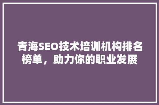 青海SEO技术培训机构排名榜单，助力你的职业发展