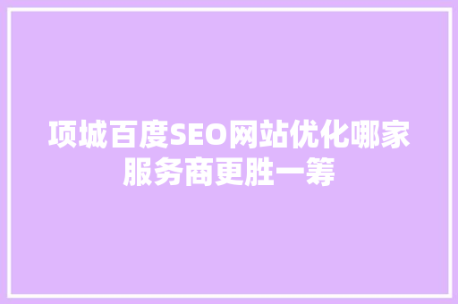 项城百度SEO网站优化哪家服务商更胜一筹