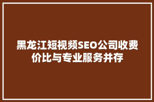黑龙江短视频SEO公司收费价比与专业服务并存