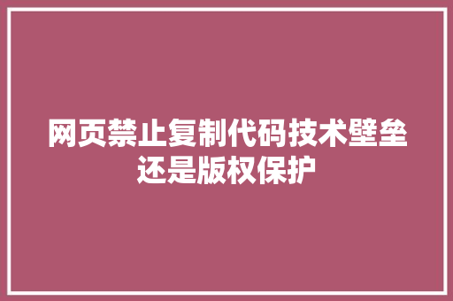 网页禁止复制代码技术壁垒还是版权保护