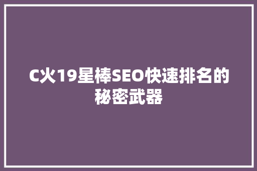C火19星棒SEO快速排名的秘密武器