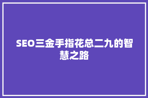 SEO三金手指花总二九的智慧之路