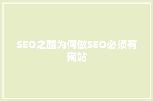 SEO之路为何做SEO必须有网站
