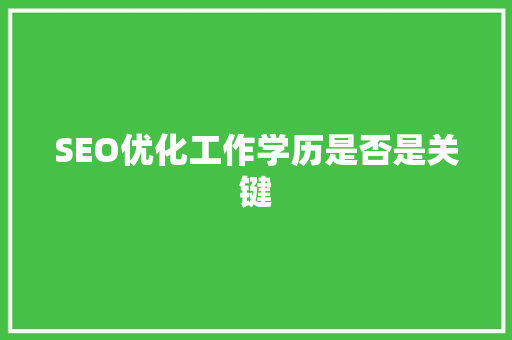 SEO优化工作学历是否是关键
