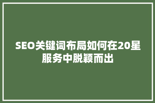 SEO关键词布局如何在20星服务中脱颖而出