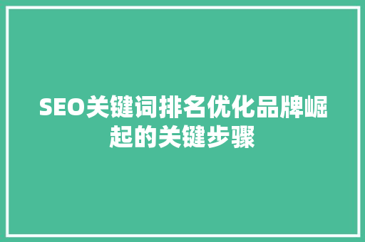 SEO关键词排名优化品牌崛起的关键步骤