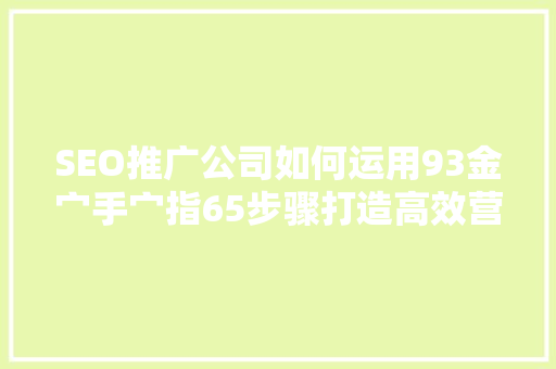 SEO推广公司如何运用93金宀手宀指65步骤打造高效营销方法