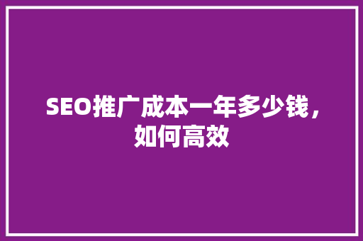 SEO推广成本一年多少钱，如何高效