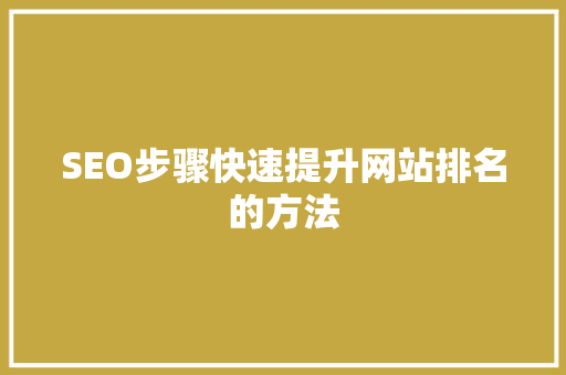 SEO步骤快速提升网站排名的方法