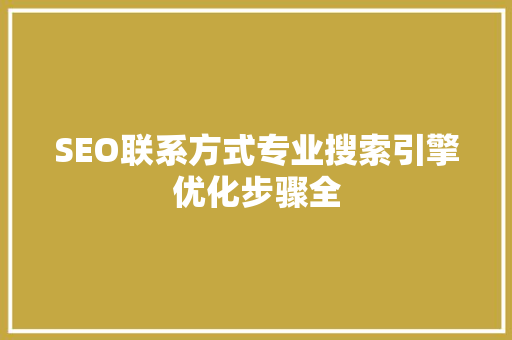 SEO联系方式专业搜索引擎优化步骤全
