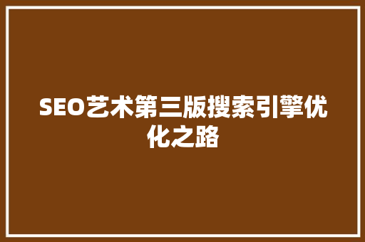 SEO艺术第三版搜索引擎优化之路