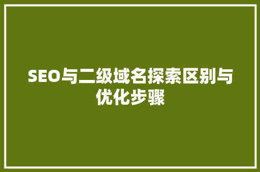 SEO与二级域名探索区别与优化步骤