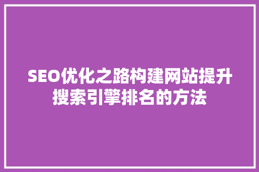 SEO优化之路构建网站提升搜索引擎排名的方法