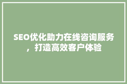SEO优化助力在线咨询服务，打造高效客户体验