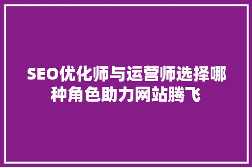 SEO优化师与运营师选择哪种角色助力网站腾飞