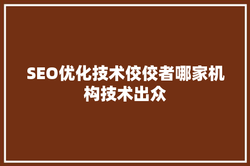 SEO优化技术佼佼者哪家机构技术出众