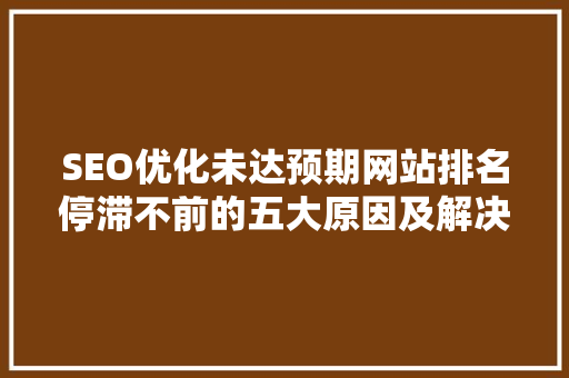 SEO优化未达预期网站排名停滞不前的五大原因及解决方法