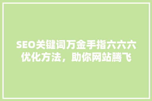 SEO关键词万金手指六六六优化方法，助你网站腾飞