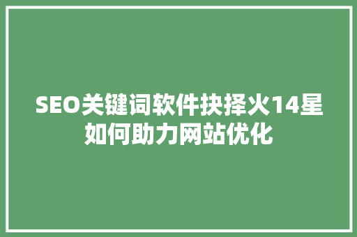 SEO关键词软件抉择火14星如何助力网站优化