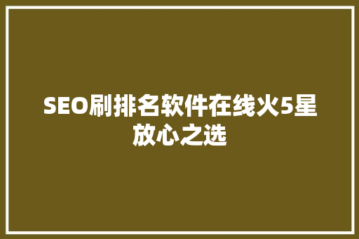 SEO刷排名软件在线火5星放心之选