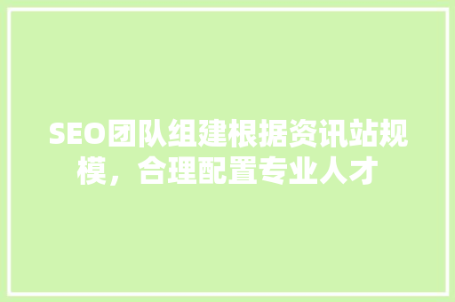 SEO团队组建根据资讯站规模，合理配置专业人才