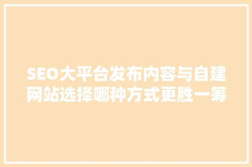 SEO大平台发布内容与自建网站选择哪种方式更胜一筹
