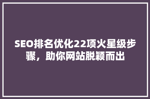 SEO排名优化22项火星级步骤，助你网站脱颖而出