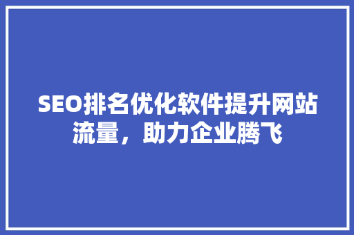 SEO排名优化软件提升网站流量，助力企业腾飞