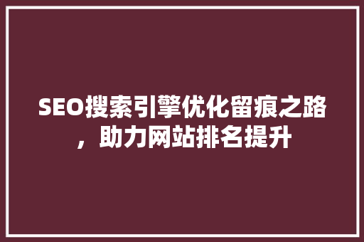 SEO搜索引擎优化留痕之路，助力网站排名提升