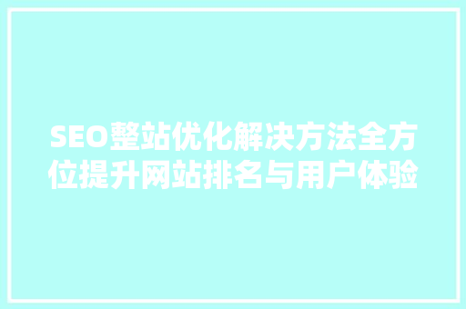 SEO整站优化解决方法全方位提升网站排名与用户体验