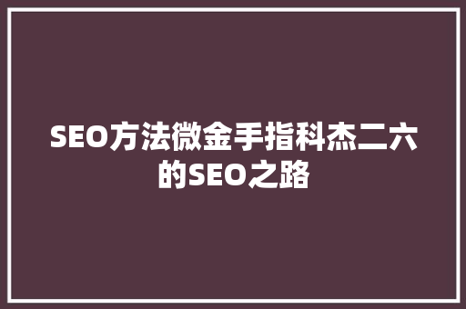 SEO方法微金手指科杰二六的SEO之路