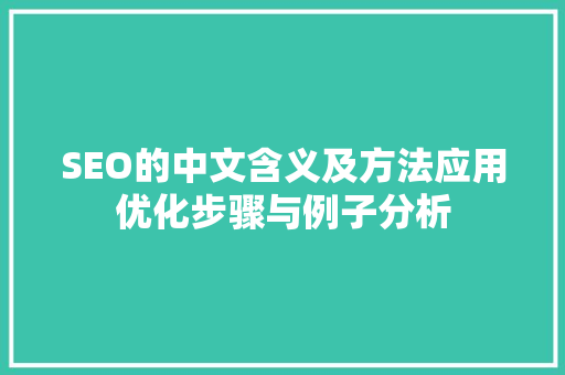 SEO的中文含义及方法应用优化步骤与例子分析