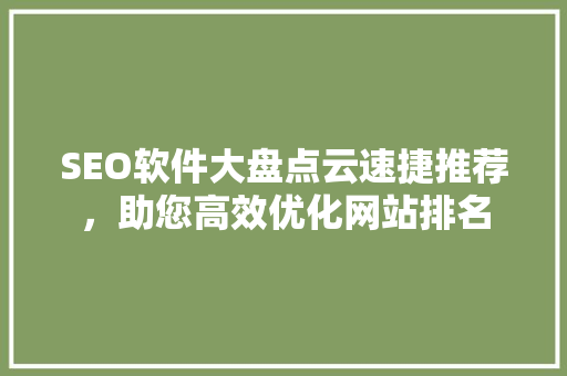 SEO软件大盘点云速捷推荐，助您高效优化网站排名
