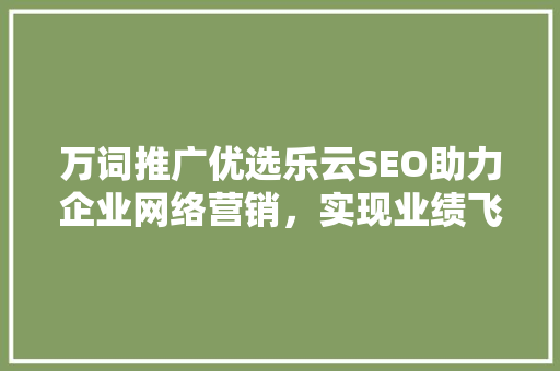 万词推广优选乐云SEO助力企业网络营销，实现业绩飞跃