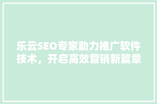 乐云SEO专家助力推广软件技术，开启高效营销新篇章