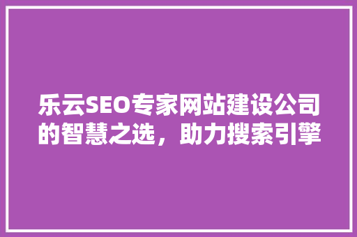 乐云SEO专家网站建设公司的智慧之选，助力搜索引擎优化