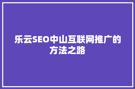 乐云SEO中山互联网推广的方法之路