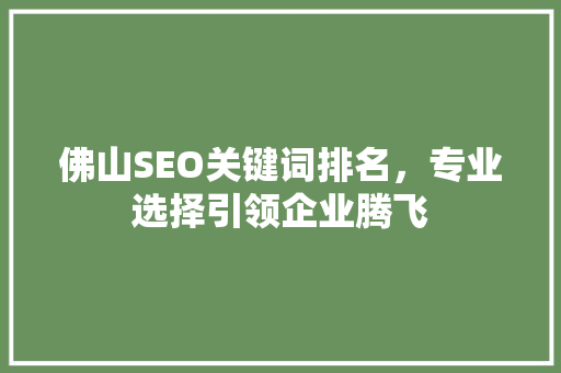 佛山SEO关键词排名，专业选择引领企业腾飞