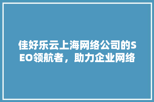 佳好乐云上海网络公司的SEO领航者，助力企业网络营销新篇章