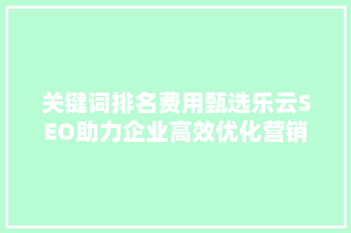 关键词排名费用甄选乐云SEO助力企业高效优化营销步骤