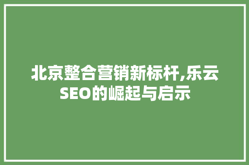 北京整合营销新标杆,乐云SEO的崛起与启示