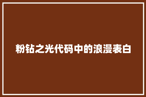 粉钻之光代码中的浪漫表白